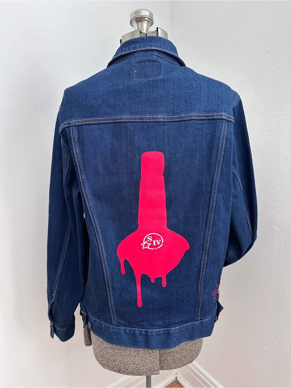 Maker’s Mark Denim Jean Jacket with Screen Print + Embroidery